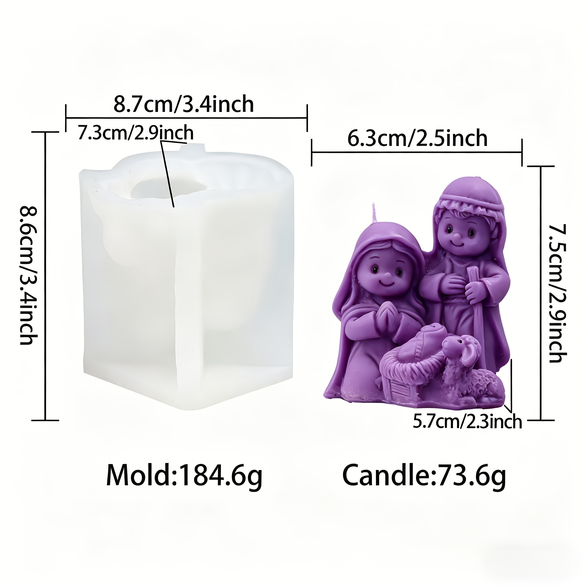 TEMU Molde de silicona de del - Duradero, para manualidades DIY, religioso con de forma irregular para velas, resina, arcilla, yeso, cera, para hacer