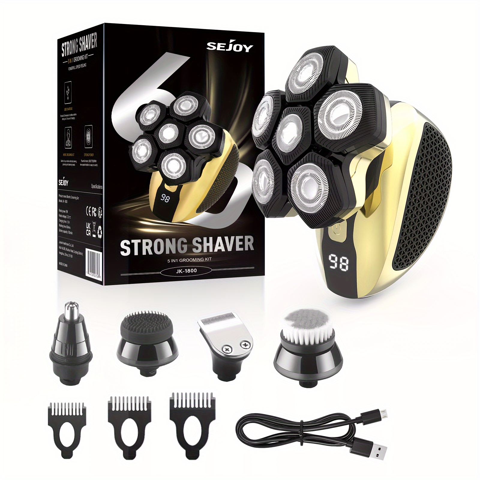 

Bald Men Electric Shaver Men Bald Shaver Wet And Dry Scalp Shaving Rechargeable Cordless Shaver Grooming Kit Makeup Mens Christmas Gifts