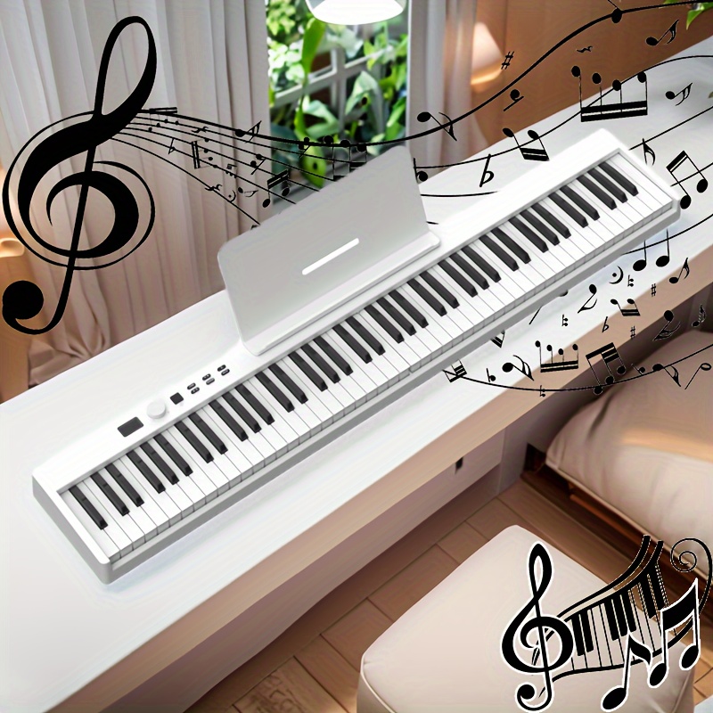 

88 Keys Smart Folding Piano, Foldable Electric Piano, 88 Standard Strength Keyboard (black Key Included), Practice Piano For Beginners. Accompaniment, Teaching, With Piano Bag