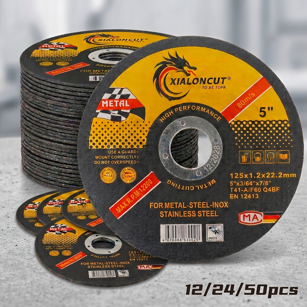 zdjęcie przedmiotu 12/24/50 szt. tarczy do cięcia metalu o średnicy 5 cali (125 mm) - nieelektryczne tarcze z żywicy o podwójnej siatce 125x1,2x22 mm - idealne do - żywiczne ścierne tarcze z podwójną siatką do doskonałego cięcia