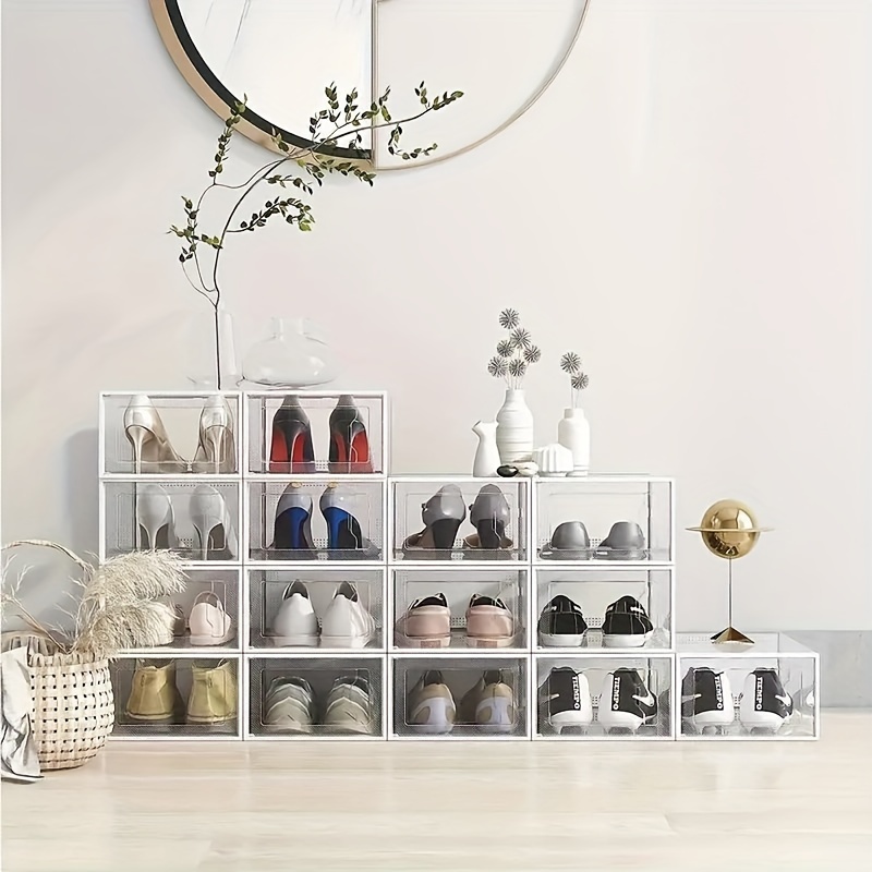 

1pc Transparent Shoe Storage Box With - Stackable, Living Room, Bedroom & Dorm Decor