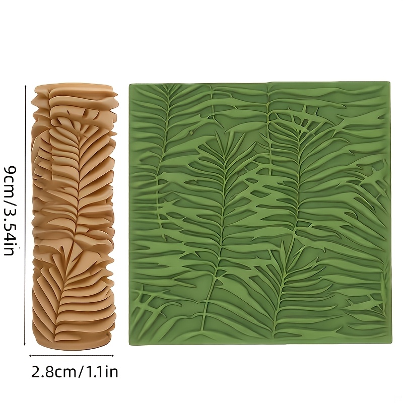 TEMU 1pc Of Fern Clay Texture Roller - Manual Clay Rolling Tool With Fern Pattern, Durable Plastic Relief 3d Roller, Suitable For Pottery, Soft
