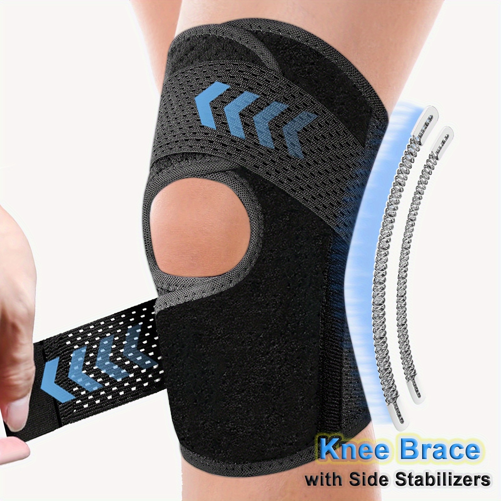 E-shop Ultradünne Kniebandage mit Seitenstabilisatoren für Damen & Herren, verstellbarer Kniestützverband, Kompressions-Kniestütze für Laufen, Training