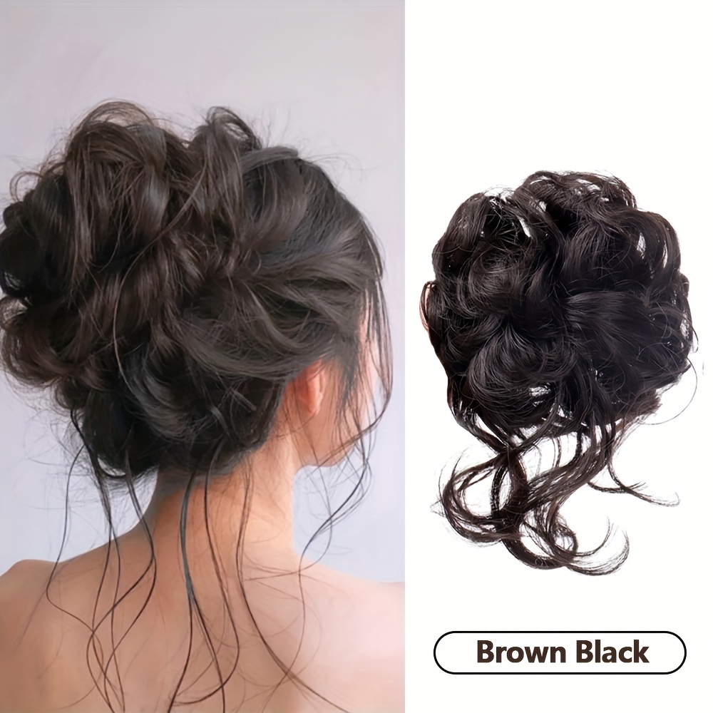 Image of Simulated Hair Hair Circle Flower Buds Meatballs Fluffy Long Hair Hair Extensions Wig Covers Ponytails Fake Hair Rings