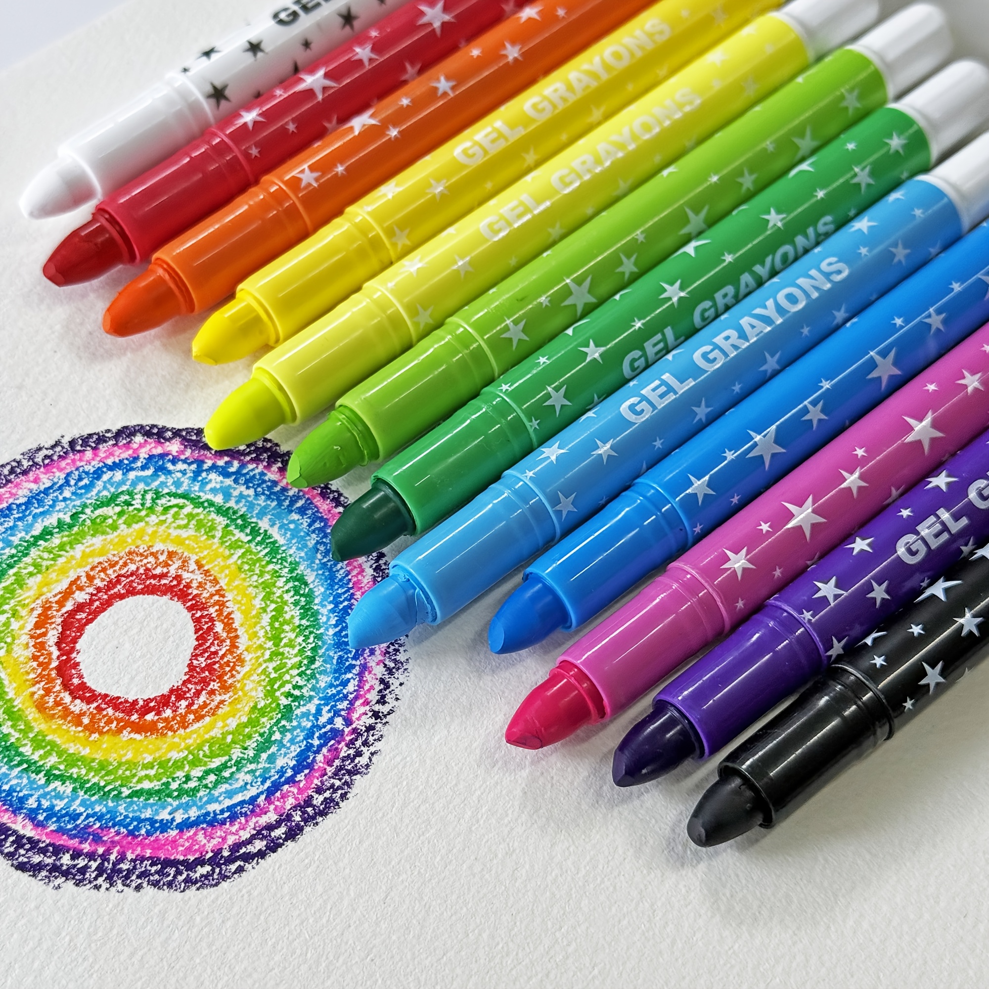 TEMU 12pcs Colored Gel Crayons, Non-toxic Set For Coloring, Painting, Washable & Silky Crayons, Ideal For Paper