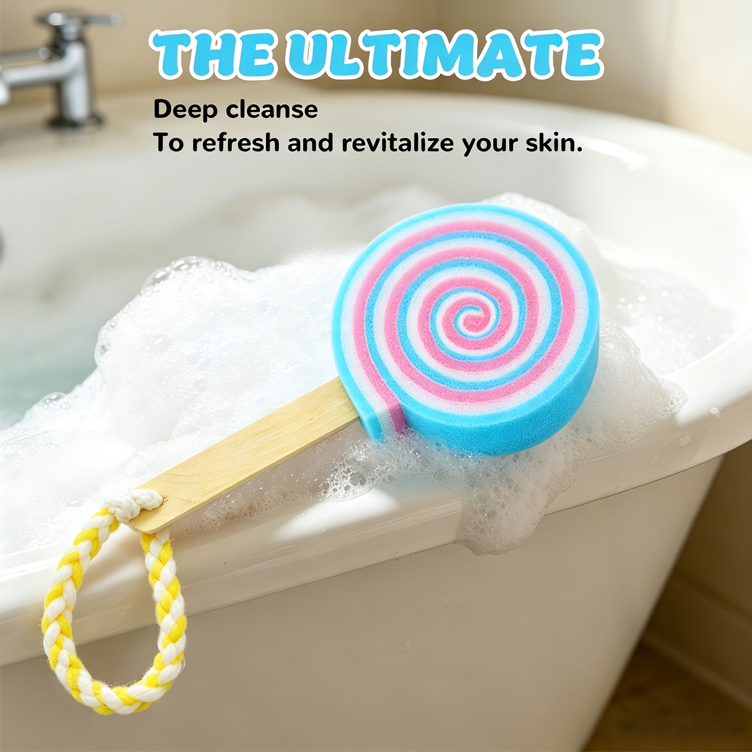 Cute Lollipops Bath Sponge with Hook for Gentle Cleansing