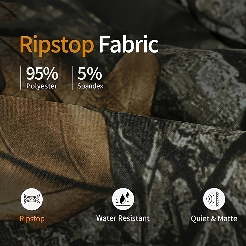 Large Size Water-Resistant Ripstop Mens Camo Hunting Pants With 9 Pockets For Turkey Hunting