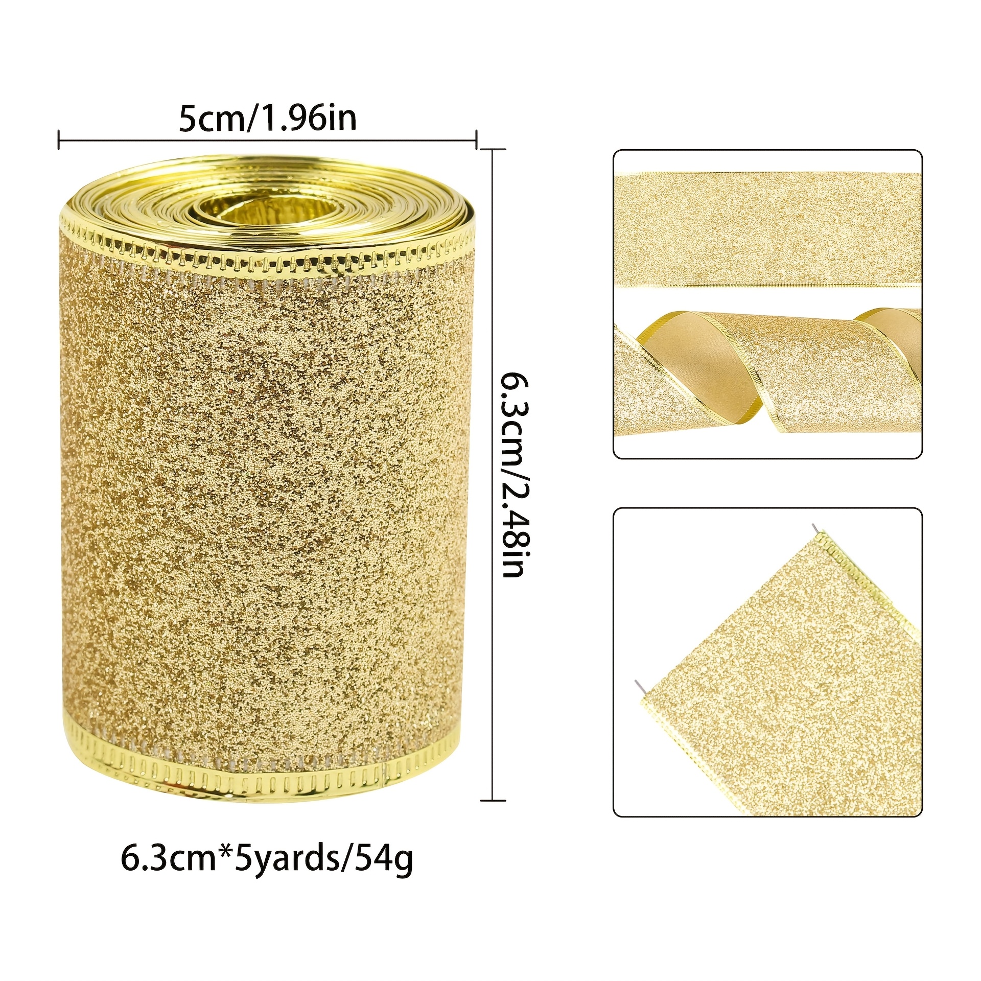 TEMU 6-color Glitter Metallic Woven Ribbon For Christmas, Halloween, New Year Party Gift Boxes, Floral Arrangements, And Diy Craft Decoration