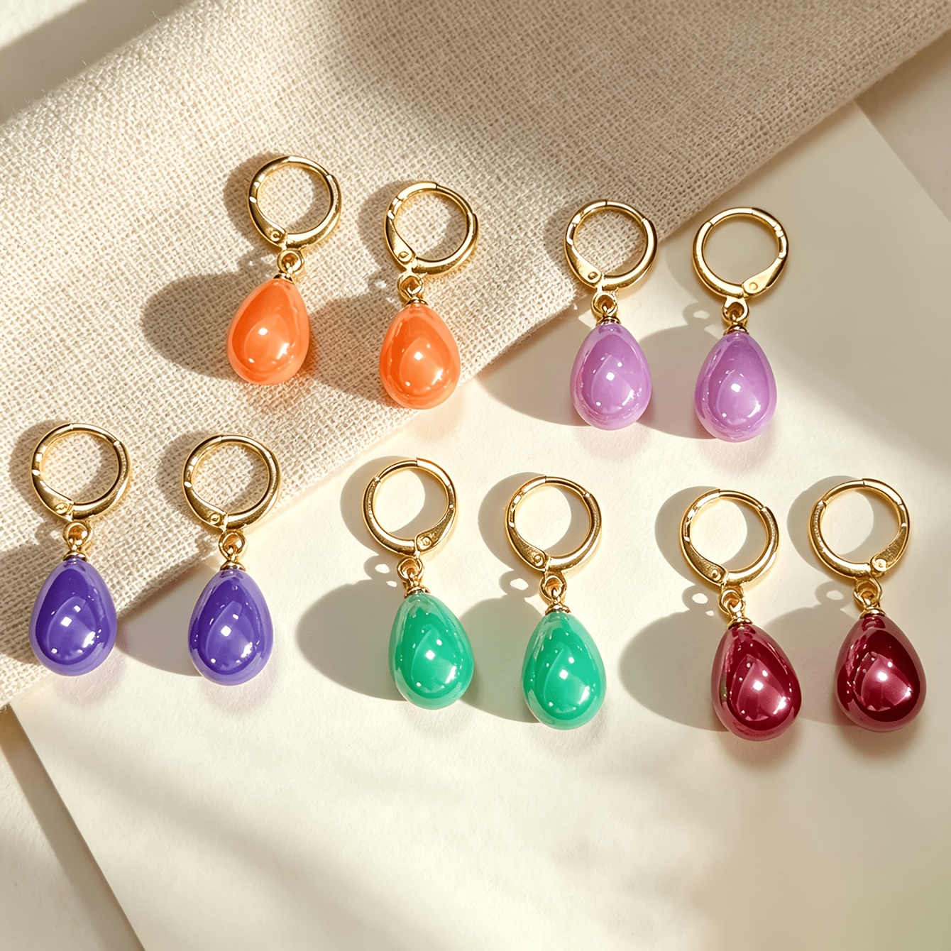 5 Pairs Vintage Hollow-Out Geometric Teardrop Earrings