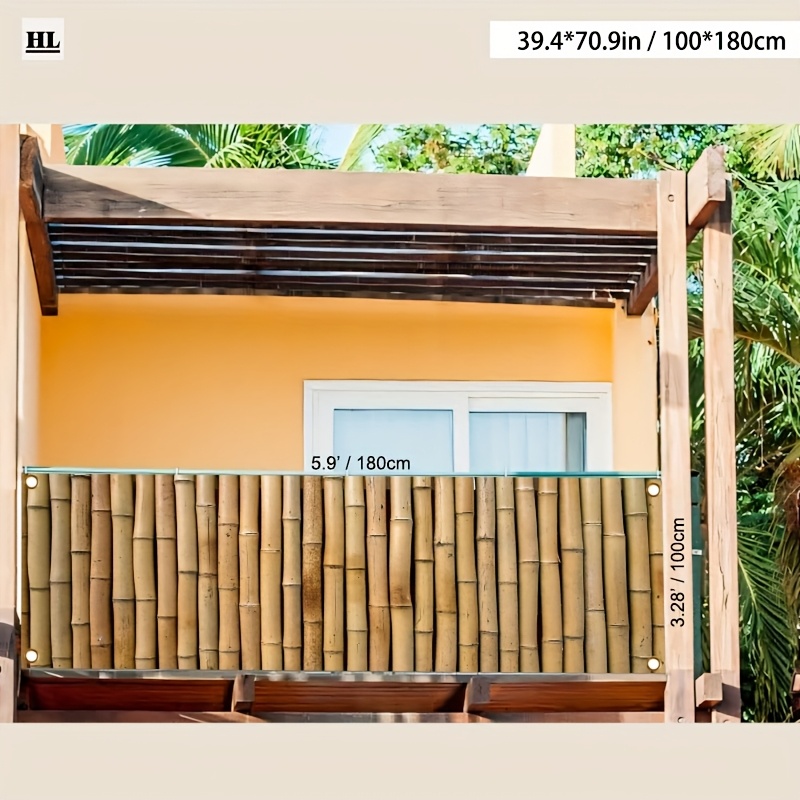 TEMU 1pc Wall Decoration, Outdoor Decor, Balcony Privacy Curtain, Decorative Fence, Indoor And Outdoor Banner, Printed Pattern Railing Decoration, In
