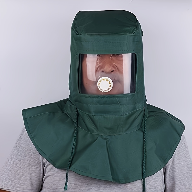 Industrial Sandblasting Protective Coverall Hood with Air Filtering Face Shield Oxford Cloth Dustproof Equipment with Shoulder Cape Uncharged 1