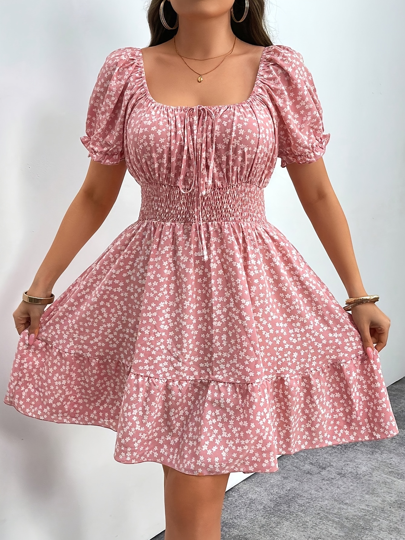 green emerald velvet dress White Off Shoulder Puff Sleeve Shirred Ruffle Hem Slim Fit Dress –  Wear.Style