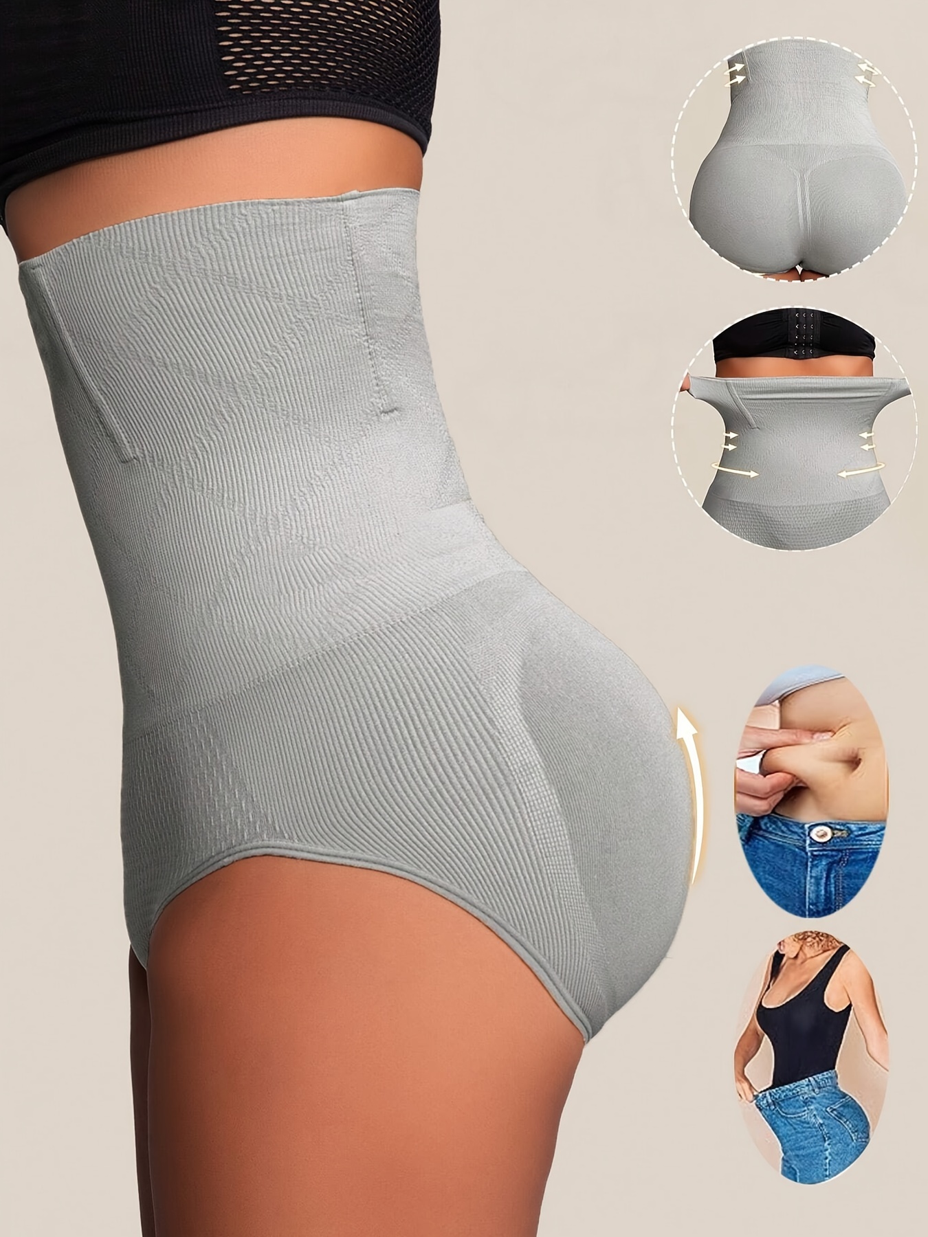 1pc Women'S High-Waist Postpartum Shapewear Briefs, Seamless Nylon Knit Fabric, Solid Color, Tummy Control & Butt Lifting, Slimming Body Shaper Panties