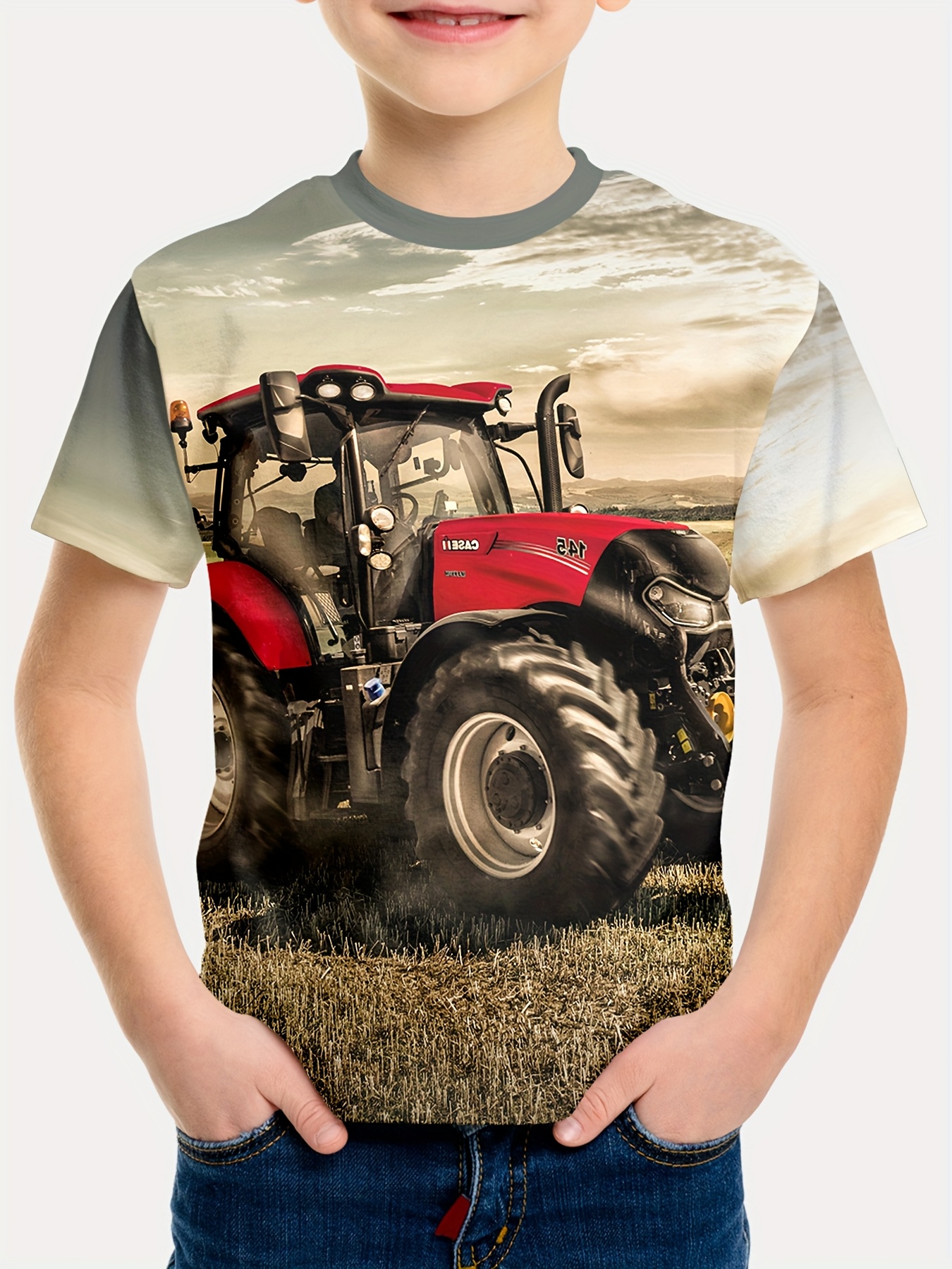 Maglietta Uomo Stampa 3D Trattore - Cotone E Seta, Maniche Corte, Design Divertente, Taglie Da S A 6XL, Perfetta Per Estate E Sport