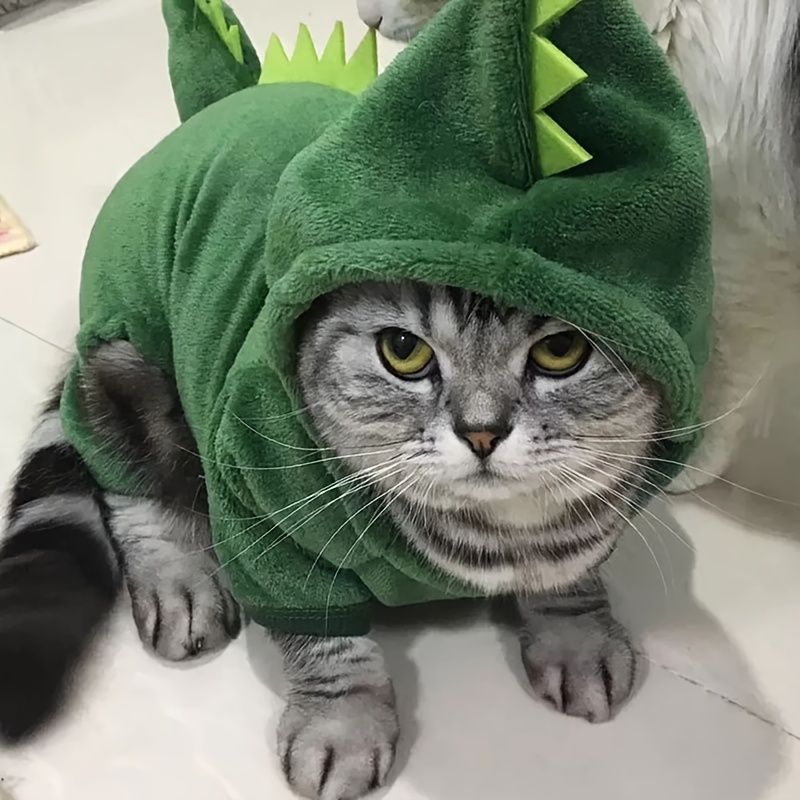 

Dinosaur Costume For Cats, Warm Knitted Hoodie, Pet Clothing For Small To Medium Dogs, Autumn/winter/spring Wear, Polyester, Pull-on, Sizes S-xxl