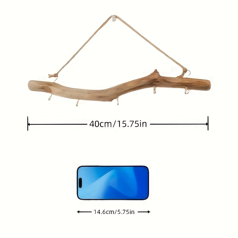 Image of Retro Style Driftwood Decoration, Wall-mounted Jewelry Hook, Irregular Hook, Wooden Driftwood Hook, Wooden Bracket Necklace Display Rack, Ear Jewelry Storage Rack, Hanging Jewelry Organizers
