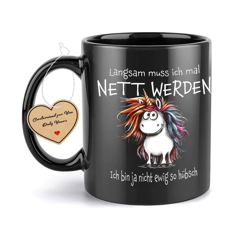 1pc, Unicorn-themed, Funny Ceramic Mug 11oz (360ml), Cartoon-style Coffee Cup For Drinks, Great Gift Idea For Birthdays And Holidays, Drinkware