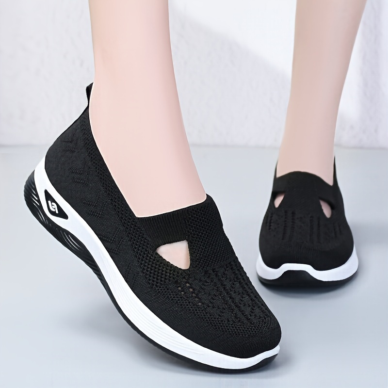 

Breathable Knitted Sneakers For Women, Soft Sole Platform Shoes For Casual Walking And Daily Wear