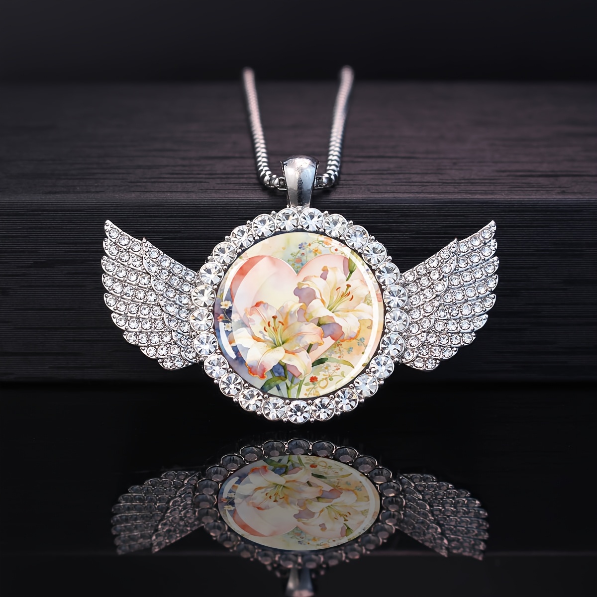 Women's Dreamy Pastel Heart Daylily Wing Necklace