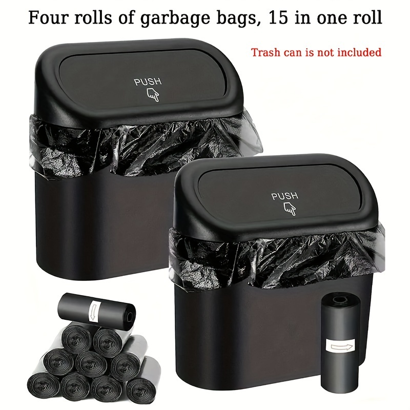 

4pcs Leak-proof Mini Car Trash Bags, 60pcs - Durable Pvc, Perfect For Vehicle Waste Disposal