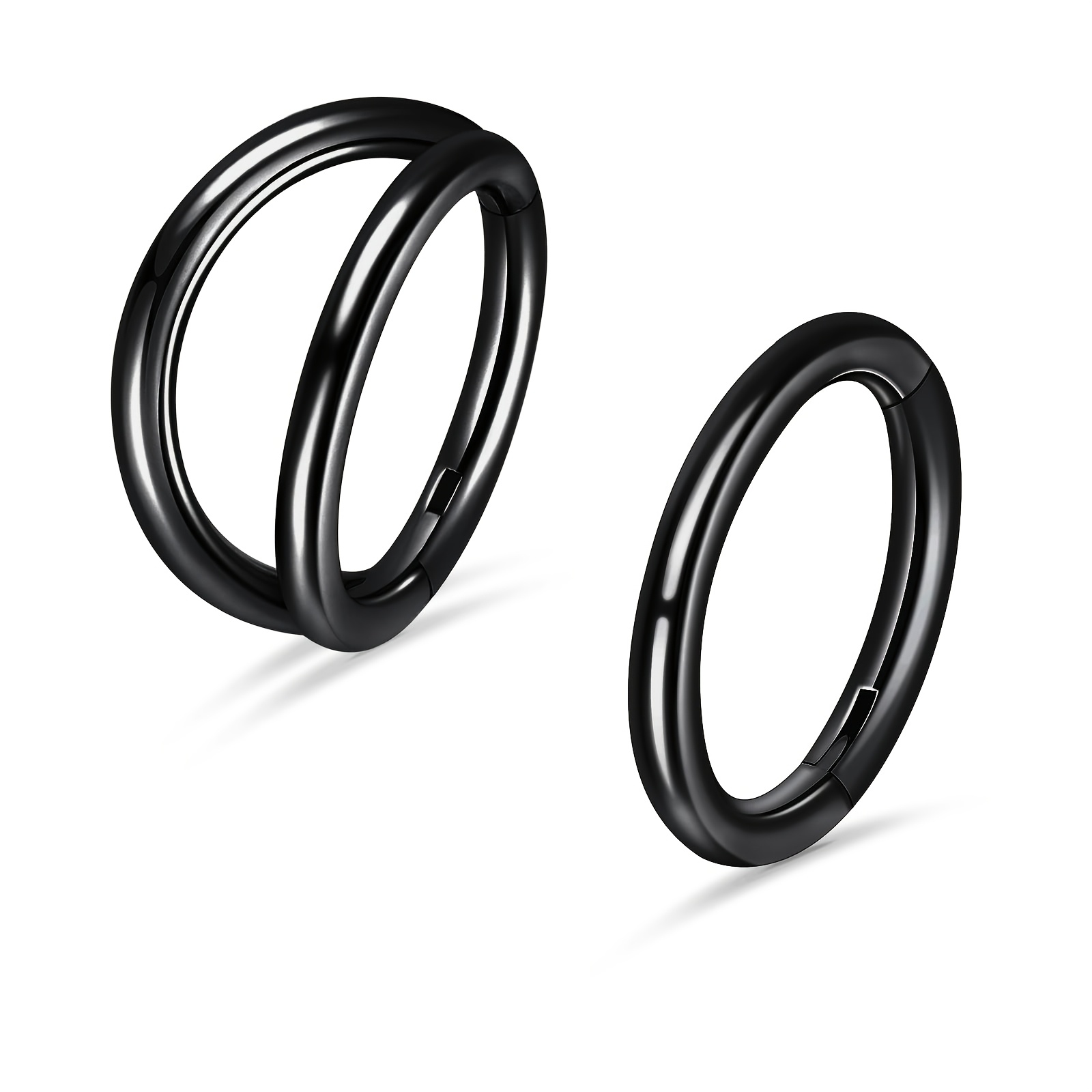 TEMU 2pcs 316 316 Steel Nose Ring Set (double Hoop Design), Available Sizes 18g/16g, Diameters 6mm-10mm; Used As Ear Cartilage, Helix, Daith, Rook