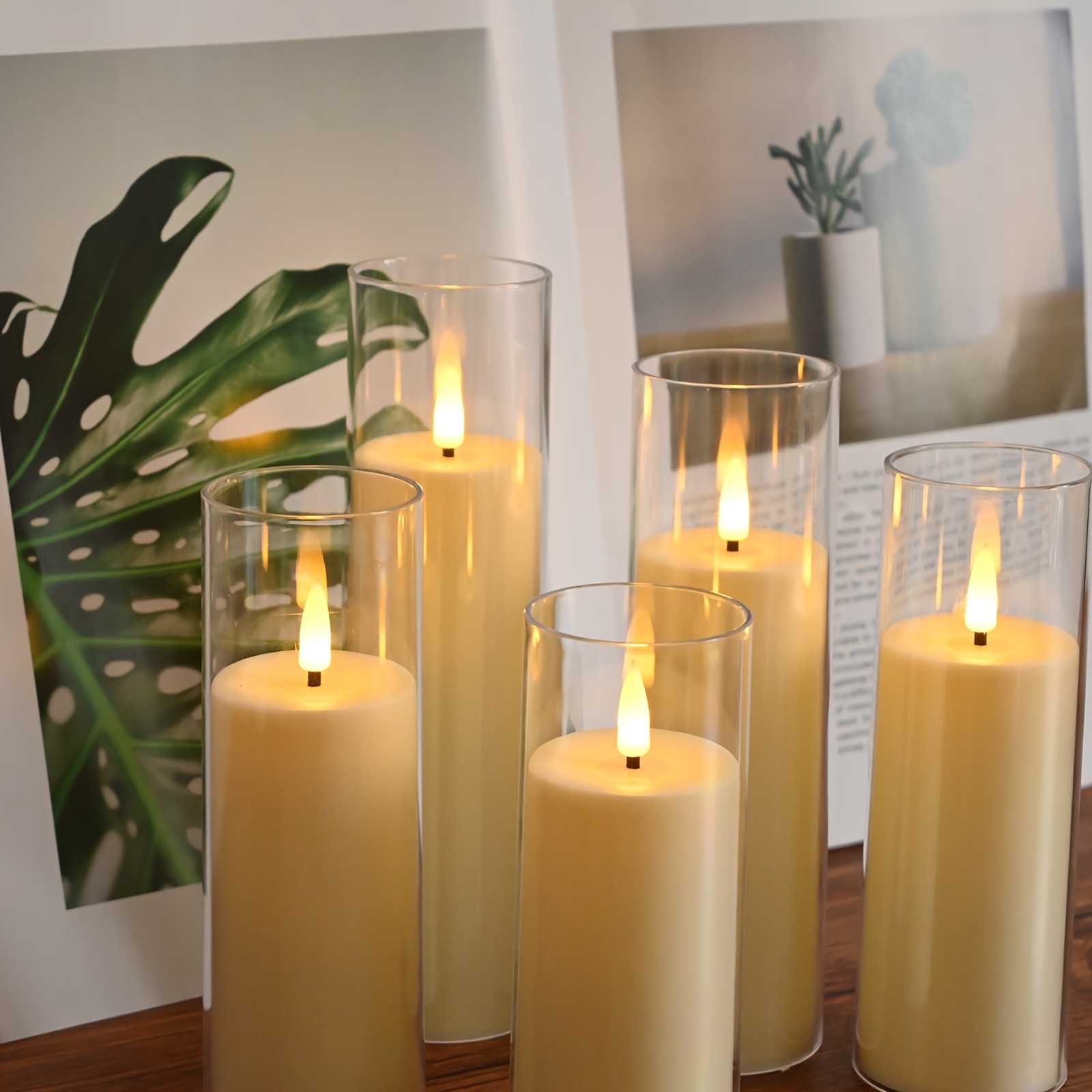 8 Stuks Flikkerende Vlamloze Kaarsen, LED Batterijgevoerde Pilaarlichtkaarsen met Afstandsbediening en Timer