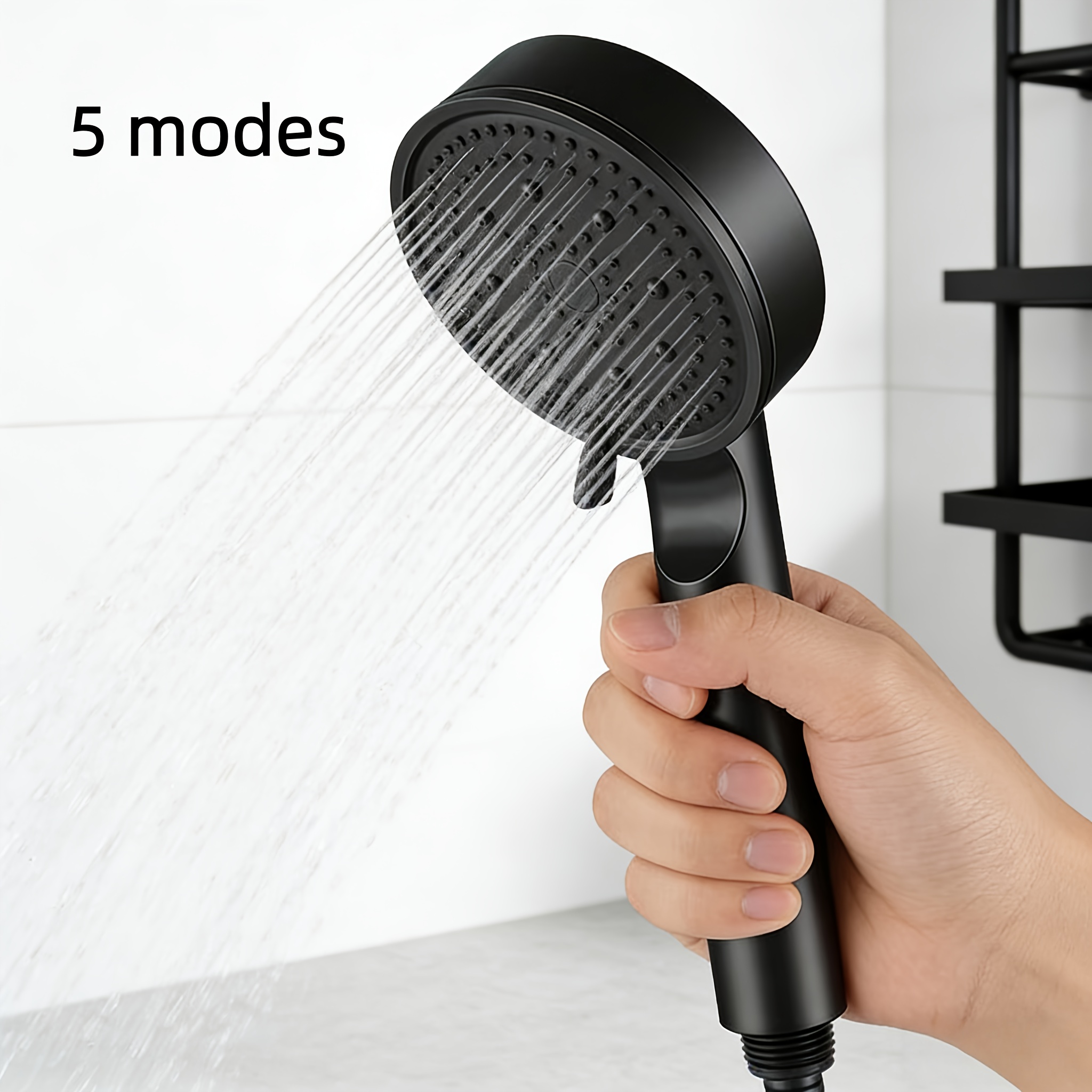 Silvery 5-Speed Multifunctional Shower Booster Showerhead