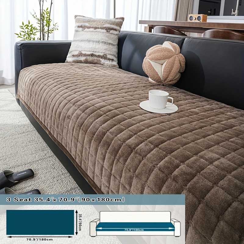 TEMU 1pc Bohemian Style Soft Flannel Sofa Cushion Cover Non-slip Machine Washable Solid For 2/3/4-seater Couches, Living Room Bedroom Office Home