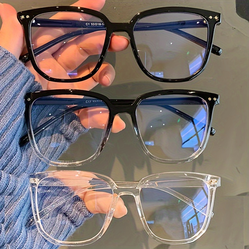 

2/3pcs Blue Light Blocking Glasses, Frame - , Computer & Gaming Eyewear, Punk Style, Oval Shape, Full-rim Design