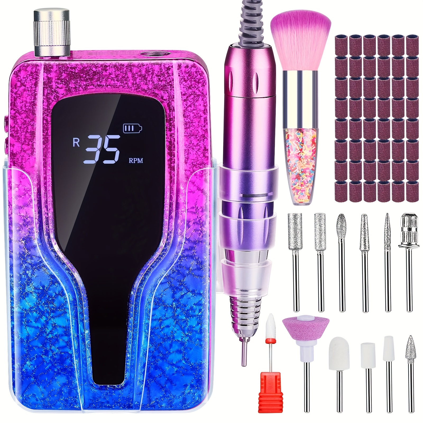 

Electric Nail Drill, 35000 Rpm Nail Drill Machine, Rechargeable Electric Nail File Machine For Acrylic Nails Gel Polishing Removing, Portable Cordless Efile With Bits Kit For Manicure Salon Home Blue