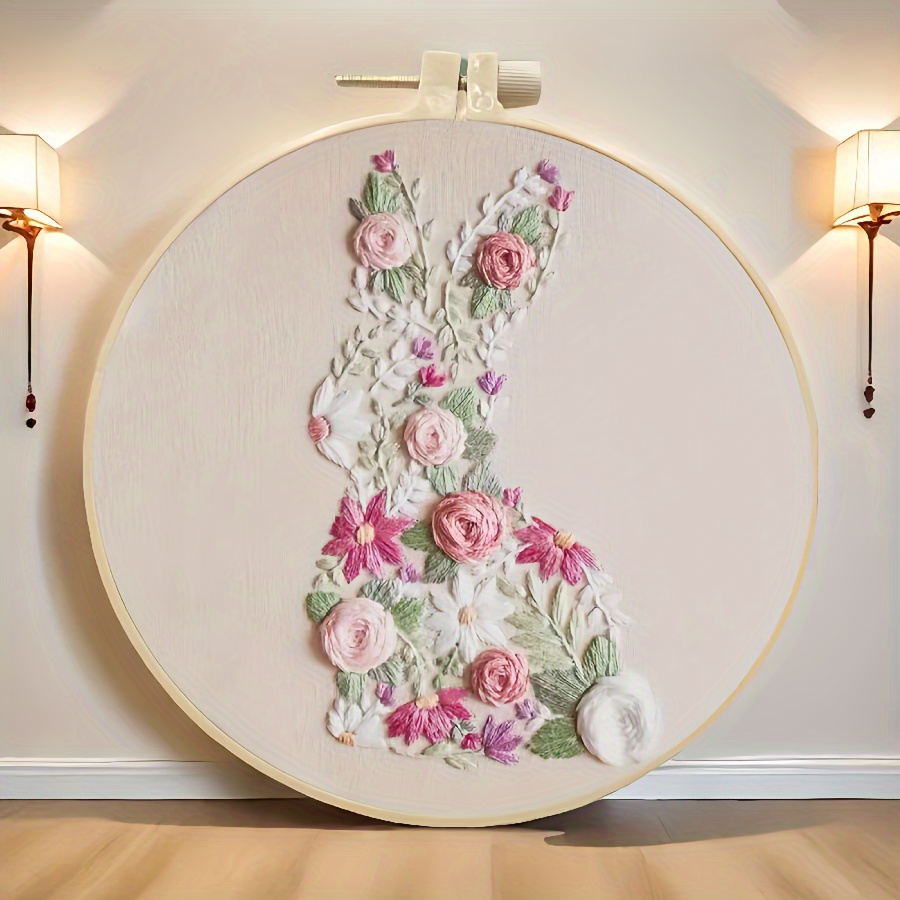 

Diy Embroidery Kit - Mixed Color Rabbit & , Pvc Materials Included For All Crafting