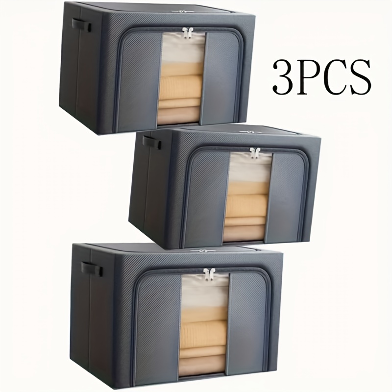 E-shop 3 neue Aufbewahrungsboxen, mit sichtbarem, transparentem Fenster, eingebautem Stahlrahmen Anti-Deformations-Design, verstärktem