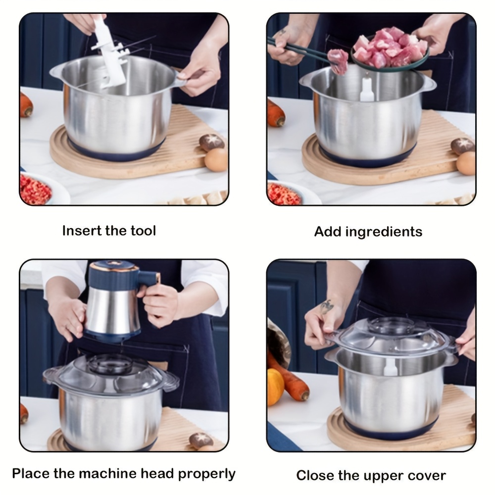 5l electric meat grinder food processor heavy duty stainless steel multifunctional appliance with 30000 rpm motor for commercial use c type plug european standard cuts meat vegetables fruits   no conversion Product details 1