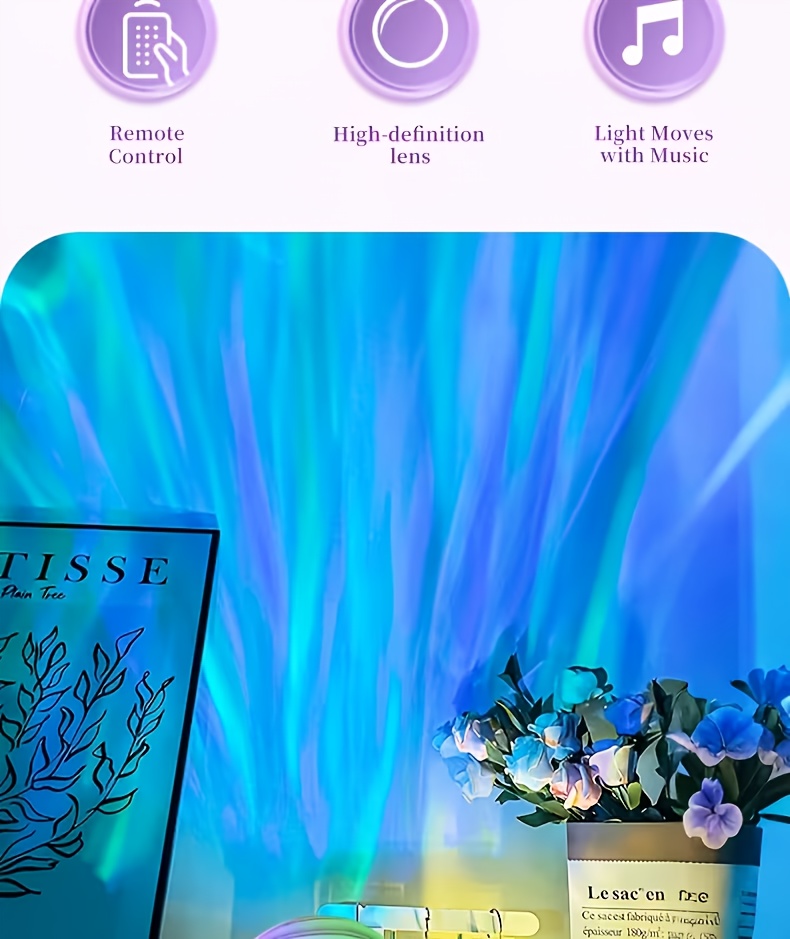 RGB Multicolor Ajustabil Efect Aurora, Potrivit pentru Decorarea Dormitorului și a Tavanului, Materiale de Înaltă Calitate și Măiestrie Exquisită, Perfect pentru Living, Camping, Nuntă și Decor Tavan Petrecere, Cadou Surpriză Ideal de Ziua de Naștere