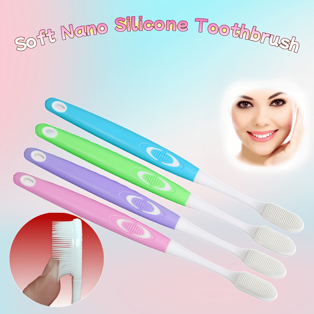 3pcs Soft Bristle Nano Silicone Toothbrush Set, Color Coded
