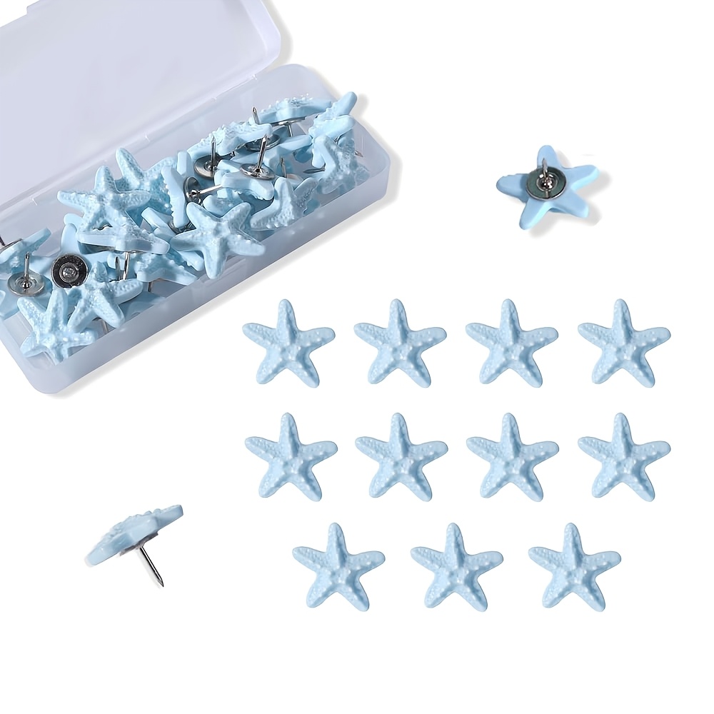 TEMU 15 stuks blauwe decoratieve push pins zeester plaknagels voor bulletinborden krukkenborden kantoor organisatie thuis