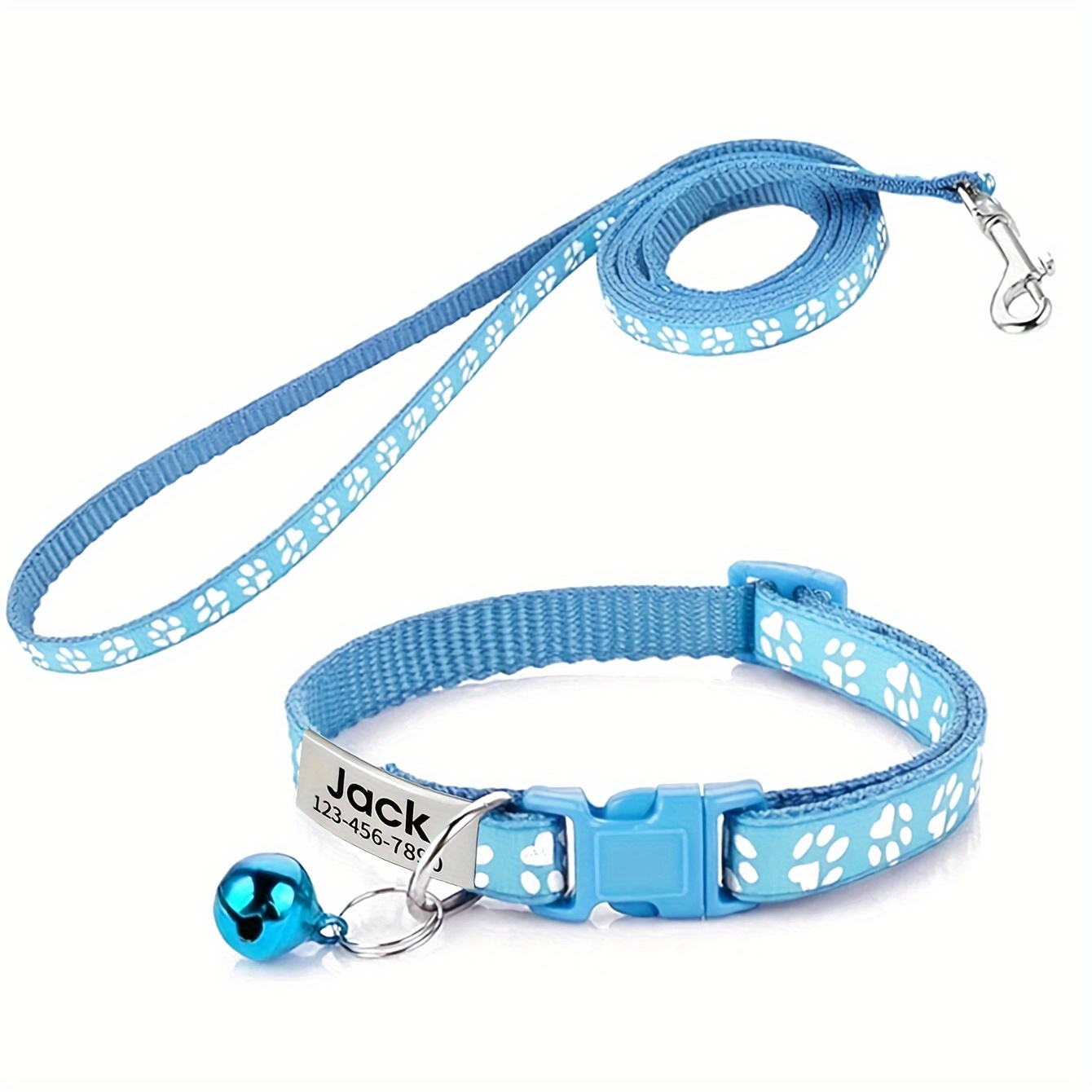 TEMU [Aanpasbare kattenhalsband] Gepersonaliseerde kattenhalsband - Gepersonaliseerde halsband- en lijnset voor huisdieren met bel, verstelbare