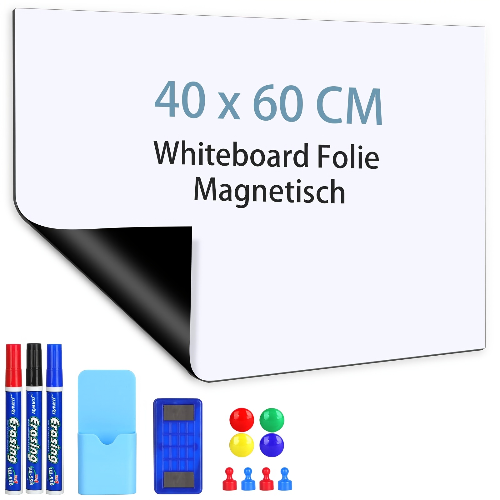 Image of Magnetic Whiteboard Film, 40 X 60cm, Self-adhesive Magnetic, Whiteboard Film, Diy Whiteboard Stickers, Wall Film, White Wipeable Magnetic Film For Home, School, Office