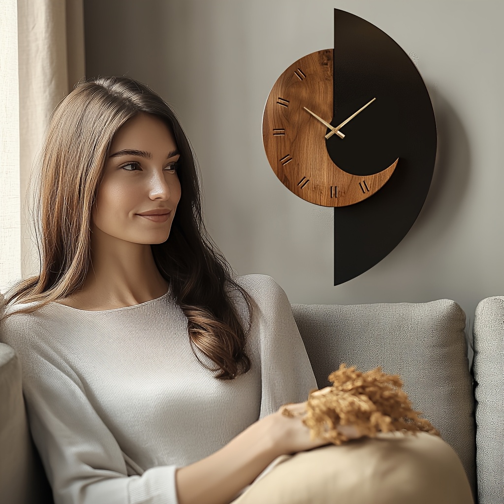 Artistic Silent Wall Clock in Decorative Wood
