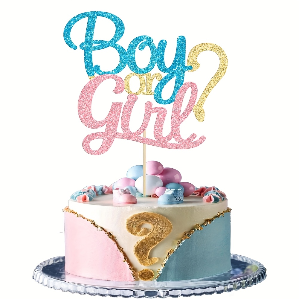 1pc Cake Topper With Glitter Feet Pick Gender Reveal Cake Decorations For Gender Reveal Theme Birthday Party Decoration Supplies