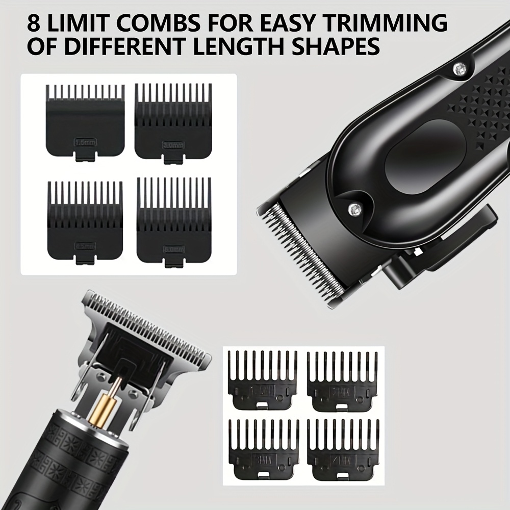 Men'S 2-in-1 Electric Shaver and Hair Clipper with USB Charging, Beard Trimmer, 8 Limit Combs, T-Blade Design, ABS Body, Ideal for Daily Grooming and Gifts