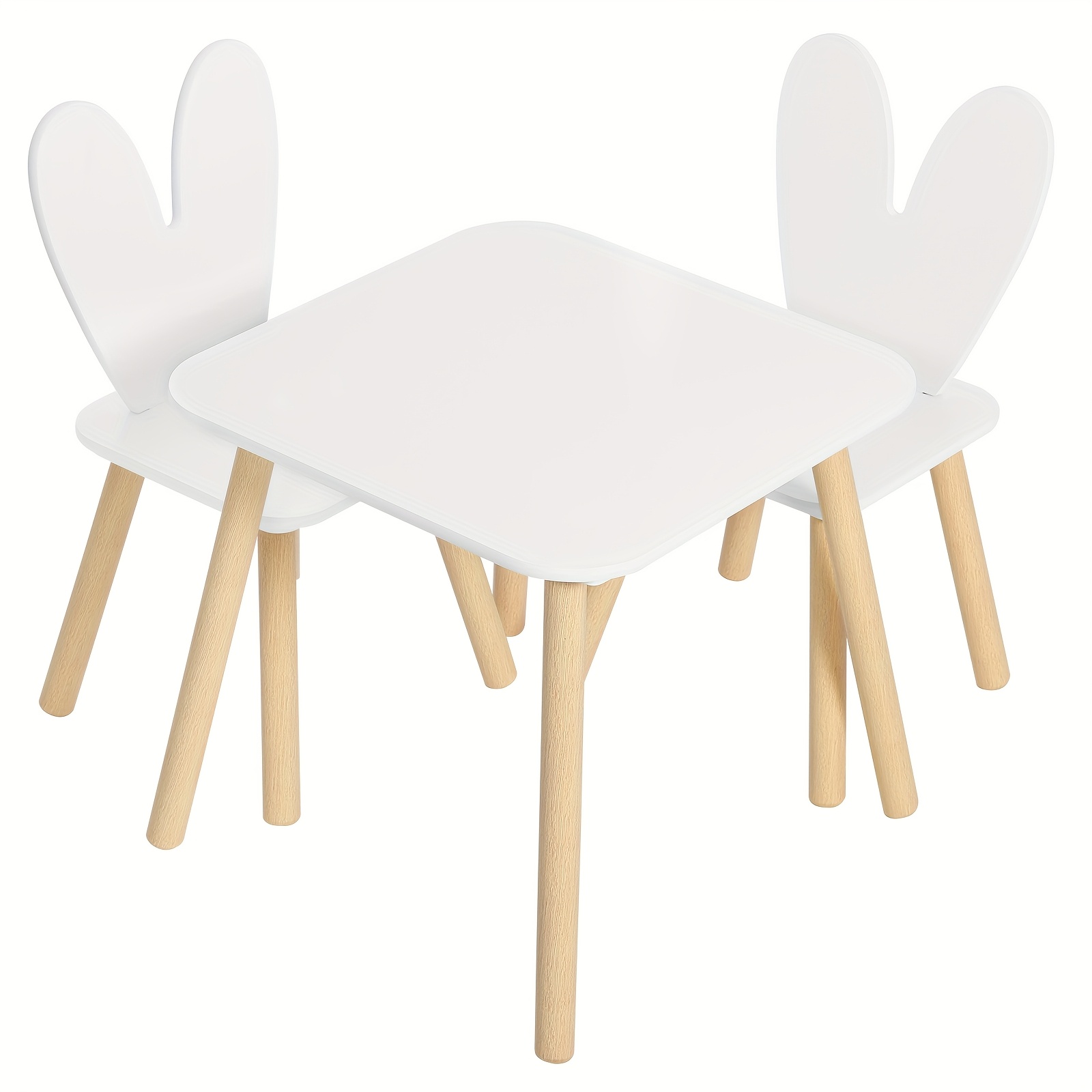 Table And Chair Set, Classic Study Table, Rabbit Ear Back Furniture Set, With 2 Chairs, Back Reinforcement