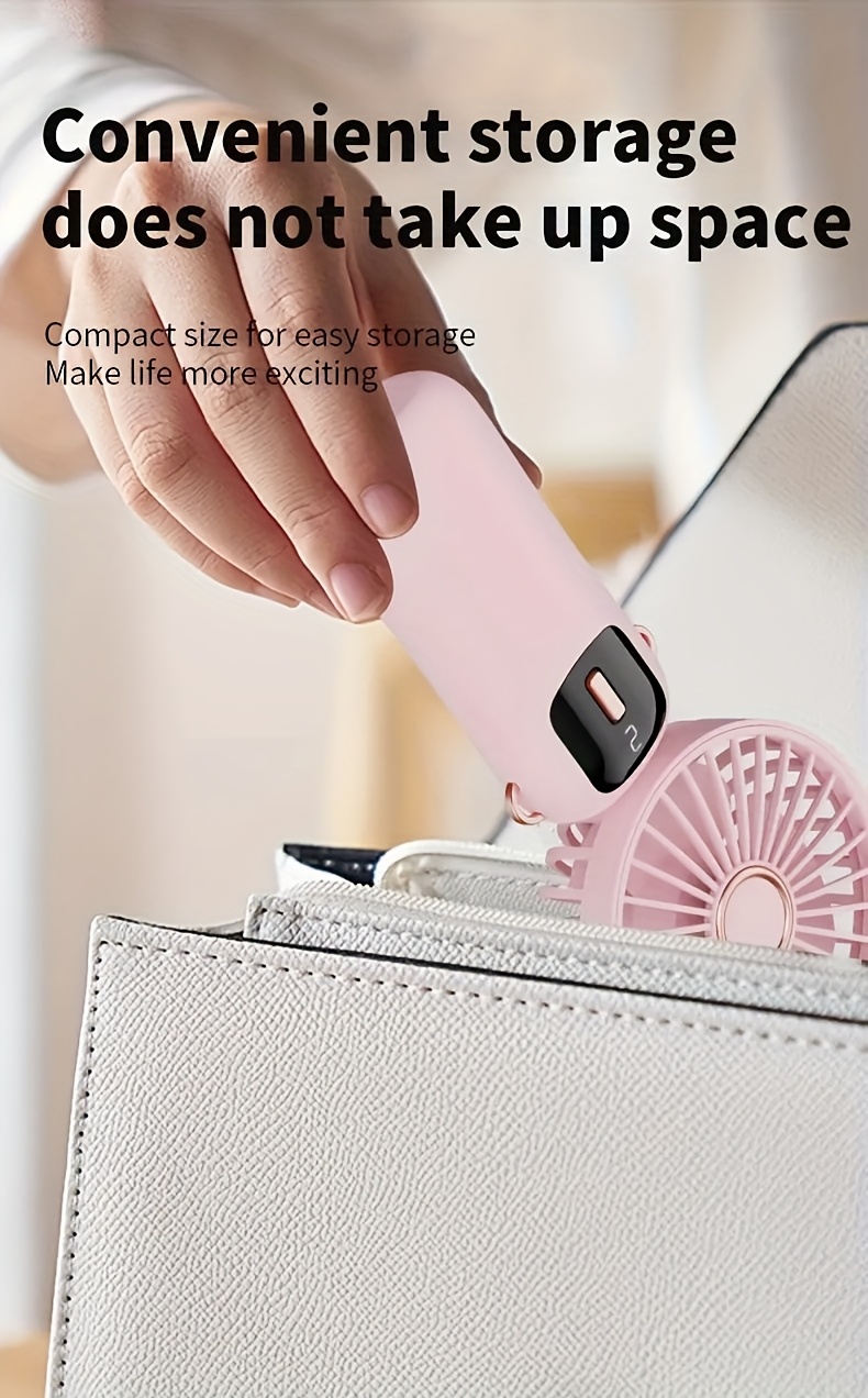 portable mini fan with led display usb rechargeable   for desk travel   cooling ideal for school camping fishing perfect gift for birthdays valentines day details 4