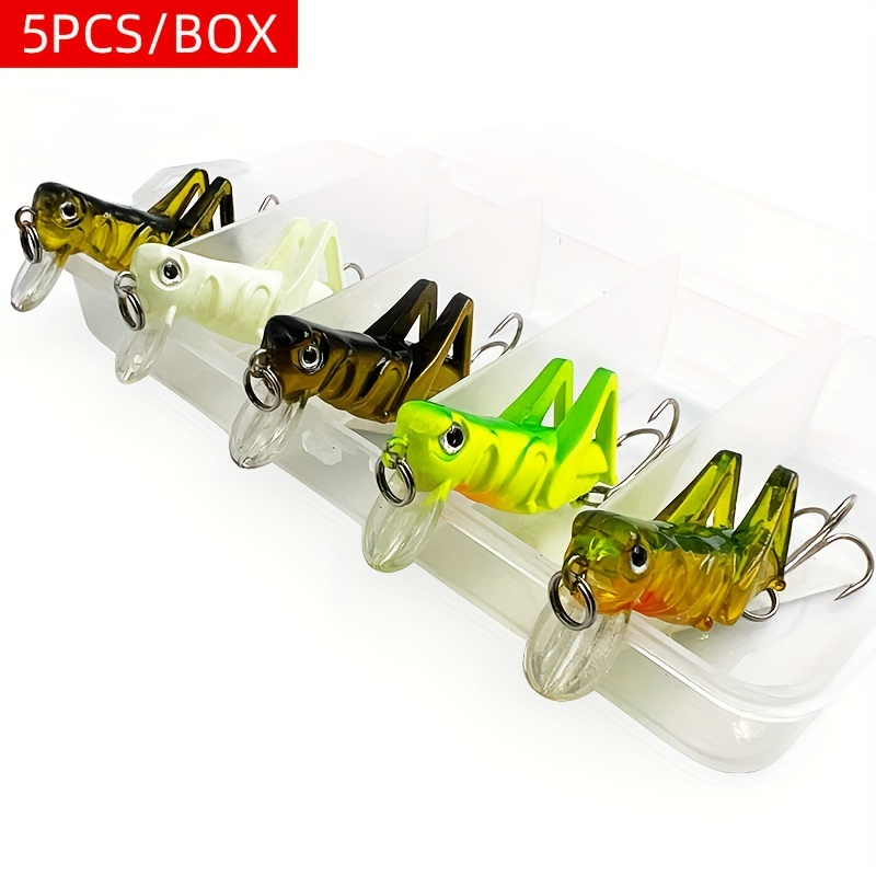 5pcs box grasshopper fishing lure artificial insects flying jig wobbler hard bait hooks topwater crankbait   lure