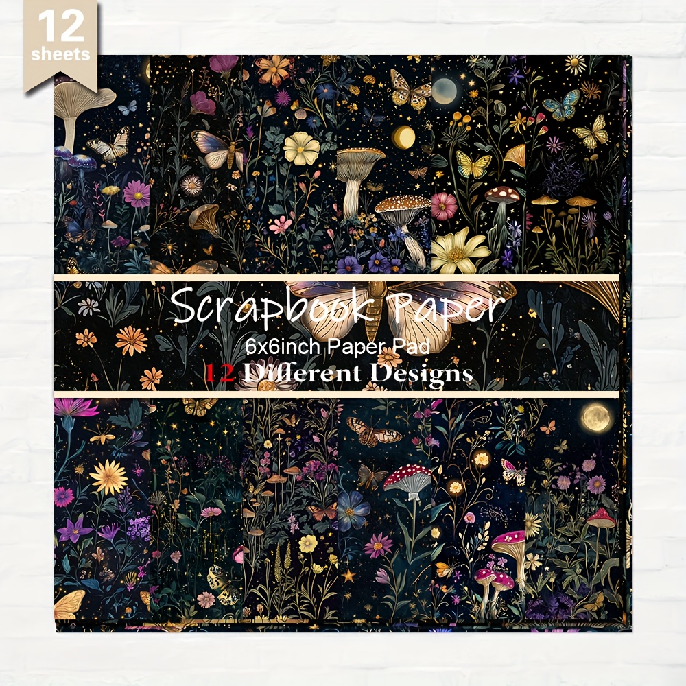 TEMU 12 Sheets Paper, 6×6 Inches, Card Making, Journaling, Diary Scrapbooking Supplies, Background For Albums, Diy Crafts, Decorative Straight Paper