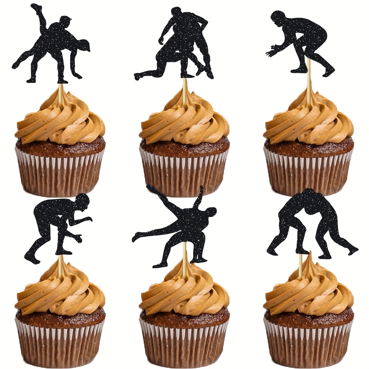24 Cupcake-Topper Wrestling Motiv – Glitzernde Dekoration Für Kindergeburtstag & Partys