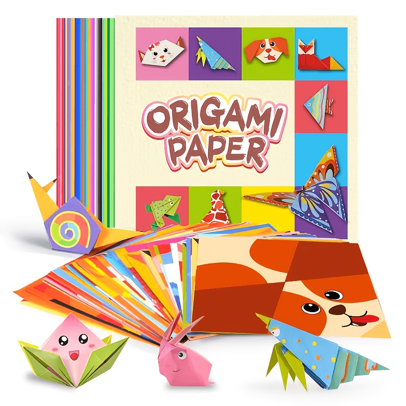 Image of Colorful Origami Paper Set For Kids, Pre-printed Patterns & Guide, Diy Origami Projects For Beginners, & Party Craft Activity For Boys Girls
