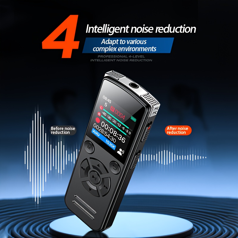 1pc professional voice recorder with smart noise canceling chip 7 level noise reduction 1536kbps   recording voice activation expandable tf card   while recording 3 5mm headphone jack rechargeable lithium polymer battery 32 64 128 256gb memory rooruu