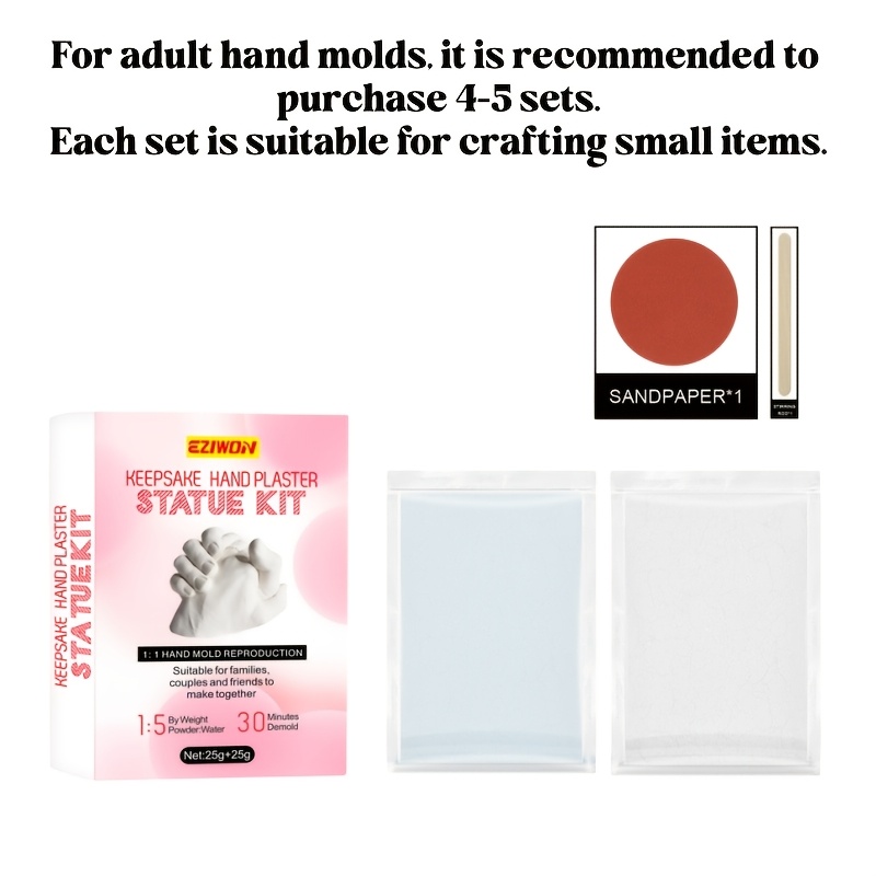 Eziwon Plaster Hand Casting Powder Suitable For Diy Palm , Replicas & Jewelry Making - Easy-to-use Hand Molding Clay For Birthdays, Anniversaries Gifts, Polishing & Commemorative Keepsakes