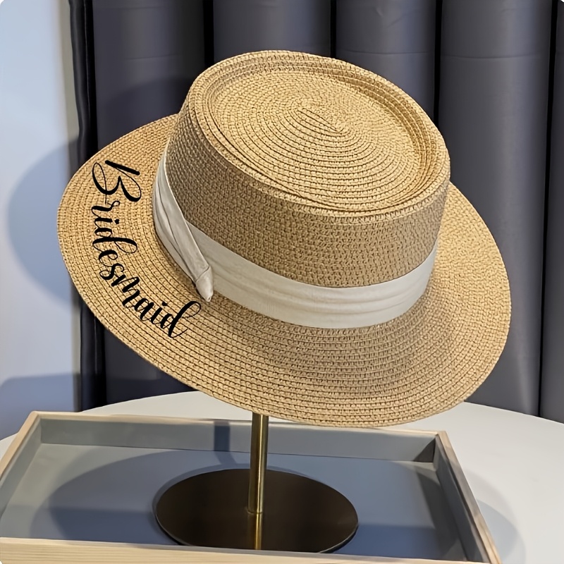 TEMU 1pc Custom Personalized Outdoor Beach Hat, Seaside Fashion Versatile Hat, Customizable Name And Text, Vacation-travel Foldable Hat-lightweight